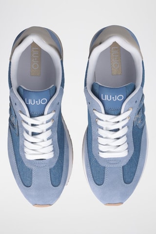 Zapatillas de nobuk con plataforma Dreamy - Blanco, azul y plateado