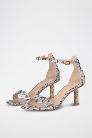 Sandalias de tacón Ale - Beige, dorado y gris