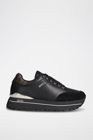 Zapatillas de piel de toro con plataforma Maxi Wonder - Negro