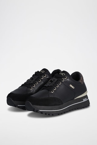 Zapatillas de piel de toro con plataforma Maxi Wonder - Negro