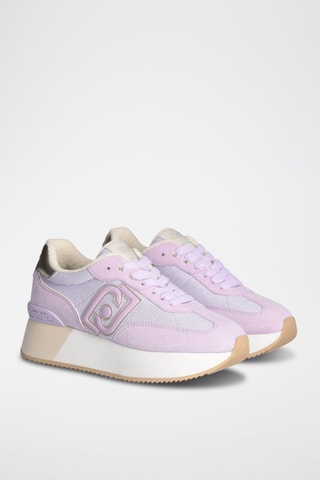 Zapatillas de piel de toro con plataforma Dreamy - Blanco y violeta