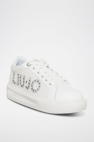 Zapatillas de piel con plataforma Kylie - Blanco y plateado