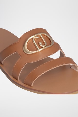 Sandalias de piel - Beige y plateado