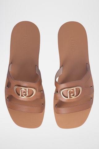 Sandalias de piel - Beige y plateado