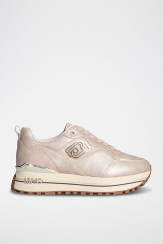 Zapatillas de piel con plataforma Maxi Wonder - Rosa y blanco