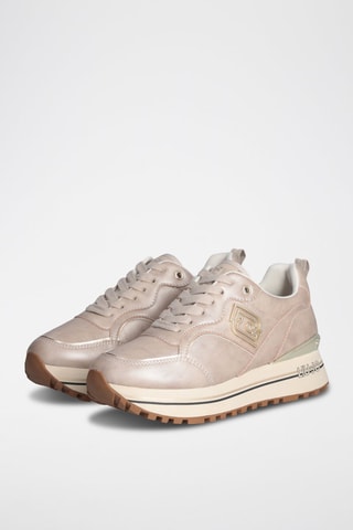 Zapatillas de piel con plataforma Maxi Wonder - Rosa y blanco