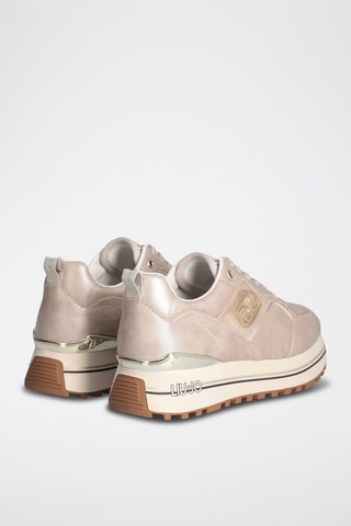 Zapatillas de piel con plataforma Maxi Wonder - Rosa y blanco