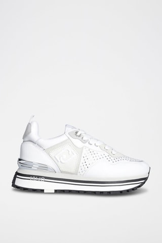 Zapatillas de piel con plataforma - Blanco