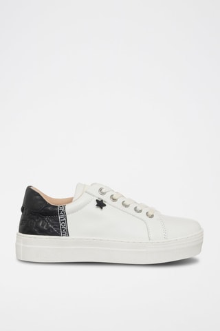 Zapatillas de piel de toro Alicia - Blanco y negro