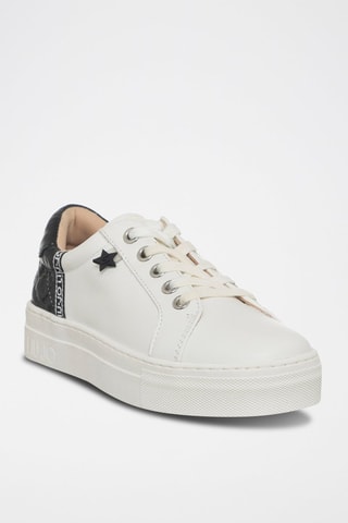 Zapatillas de piel de toro Alicia - Blanco y negro