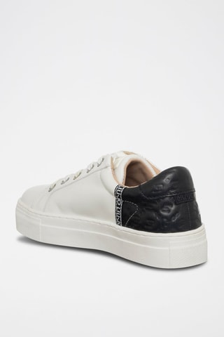 Zapatillas de piel de toro Alicia - Blanco y negro
