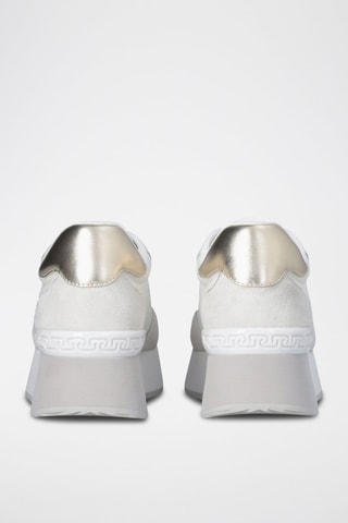 Zapatillas de piel con plataforma - Blanco, dorado y gris