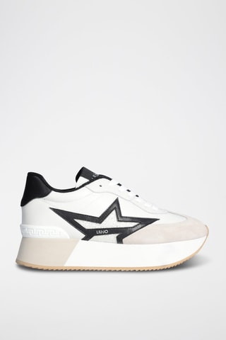 Zapatillas de piel con plataforma Dreamy - Blanco, negro y beige