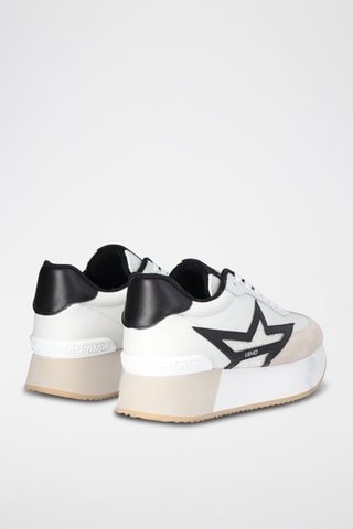 Zapatillas de piel con plataforma Dreamy - Blanco, negro y beige
