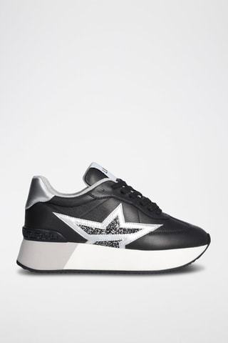 Zapatillas de piel con plataforma Dreamy - Negro