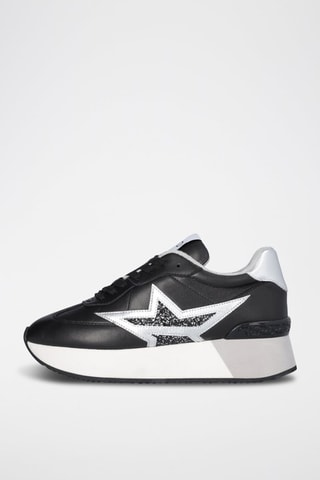Zapatillas de piel con plataforma Dreamy - Negro