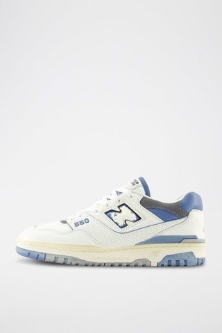 Baskets en cuir 550 - Ecru et bleu cobalt