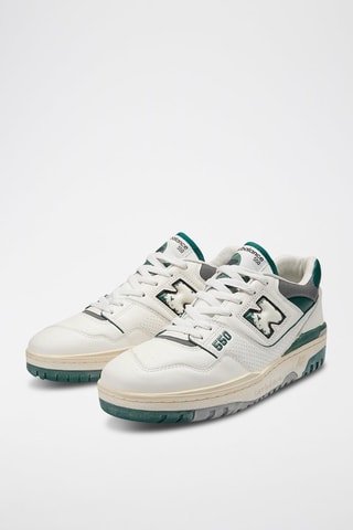 Baskets en cuir 550- Ecru et vert foncé