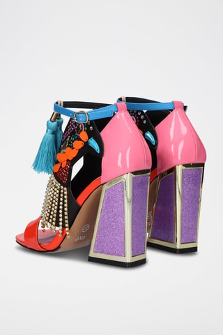 Sandales à talons - Bleu, noir, rose et rouge