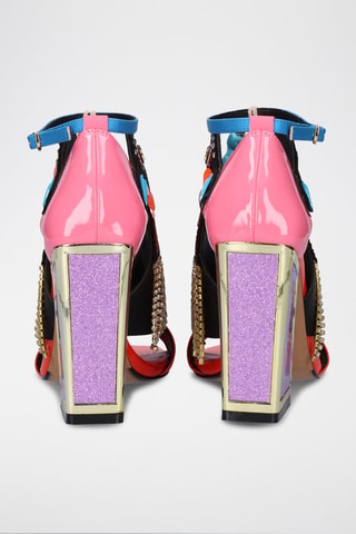 Sandales à talons - Bleu, noir, rose et rouge