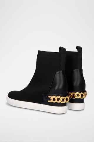 Baskets-chaussettes compensées en cuir - Noir