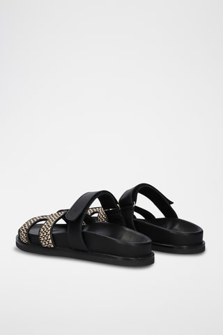 Mules en cuir - Beige et noir