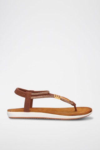 Sandales - Beige, doré et marron