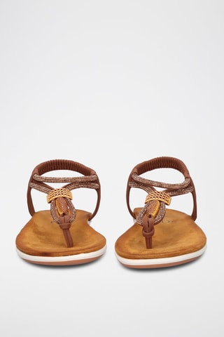 Sandales - Beige, doré et marron