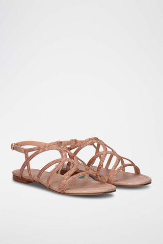 Sandales - Doré, marron et rose