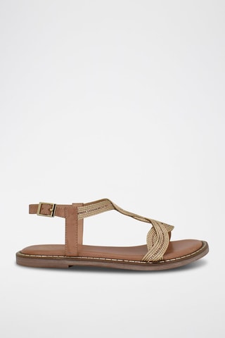 Sandales - Marron, rose et doré