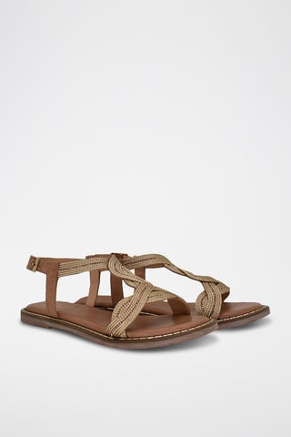 Sandales - Marron, rose et doré