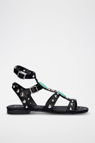 Spartiates en cuir - Marron et noir