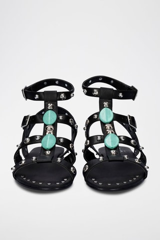 Spartiates en cuir - Marron et noir