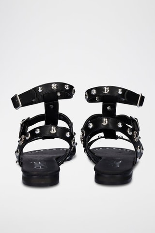 Spartiates en cuir - Marron et noir