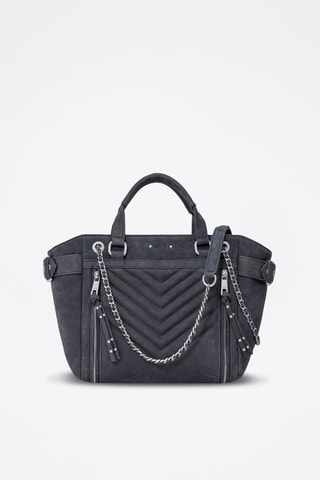 Shopping bag in pelle scamosciata di vitello - Antracite