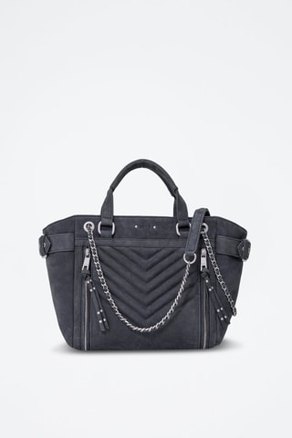 Shopping bag in pelle scamosciata di vitello - Antracite
