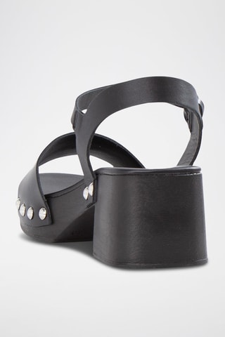 Sandali con tacco in pelle - Nero - IKKS