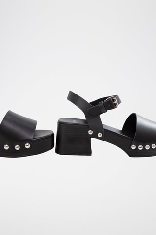 Sandali con tacco in pelle - Nero - IKKS