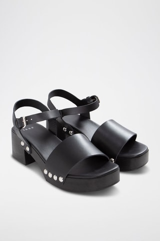 Sandali con tacco in pelle - Nero - IKKS