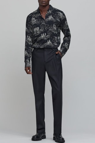 Pantaloni da completo slim in lana - Nero