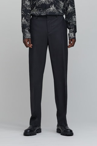 Pantaloni da completo slim in lana - Nero