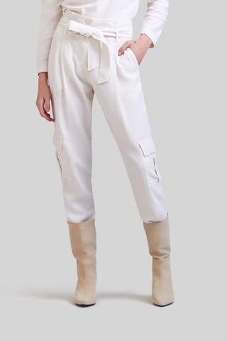 Pantaloni straight a vita alta in cotone bio - Ecrù - IKKS