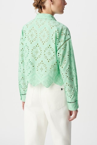 Camicia in sangallo in cotone bio - Verde - IKKS