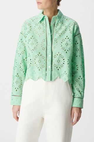 Camicia in sangallo in cotone bio - Verde - IKKS