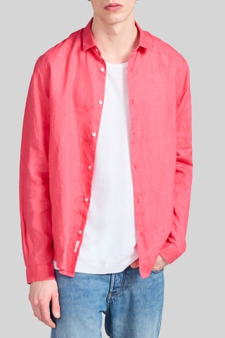 Camicia slim in lino - Rosa - IKKS