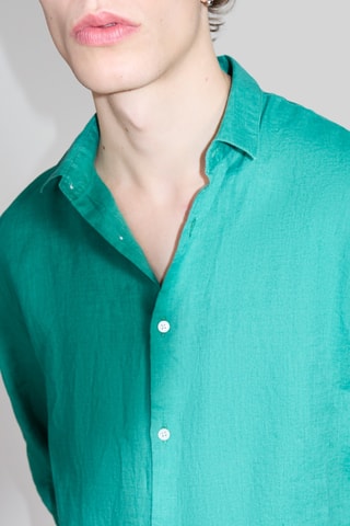 Camicia slim in lino - Verde - IKKS
