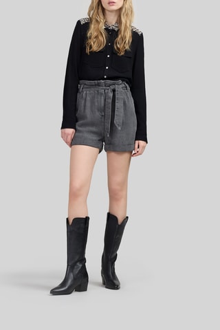 Shorts straight in jeans a vita alta - Grigio - IKKS