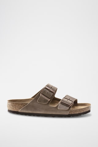 Leren Muiltjes Arizona - Taupe - Smal