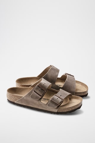 Leren Muiltjes Arizona - Taupe - Smal