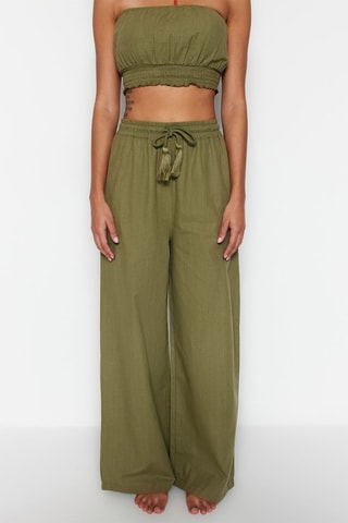 Crop top y pantalón de playa - Verde oscuro